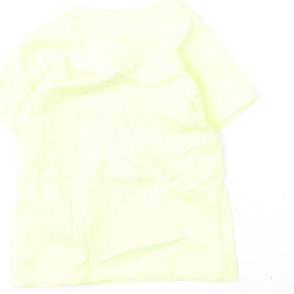 Marks and Spencer Girls Yellow Cotton Basic T-Shirt Size 3-6 Months Round Neck Snap - Bunny, Love Summer