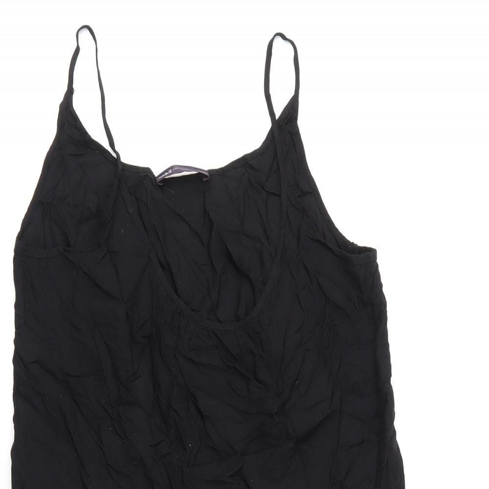 Marks and Spencer Womens Black Viscose A-Line Size 12 Scoop Neck Pullover