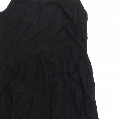 Marks and Spencer Womens Black Viscose A-Line Size 12 Scoop Neck Pullover