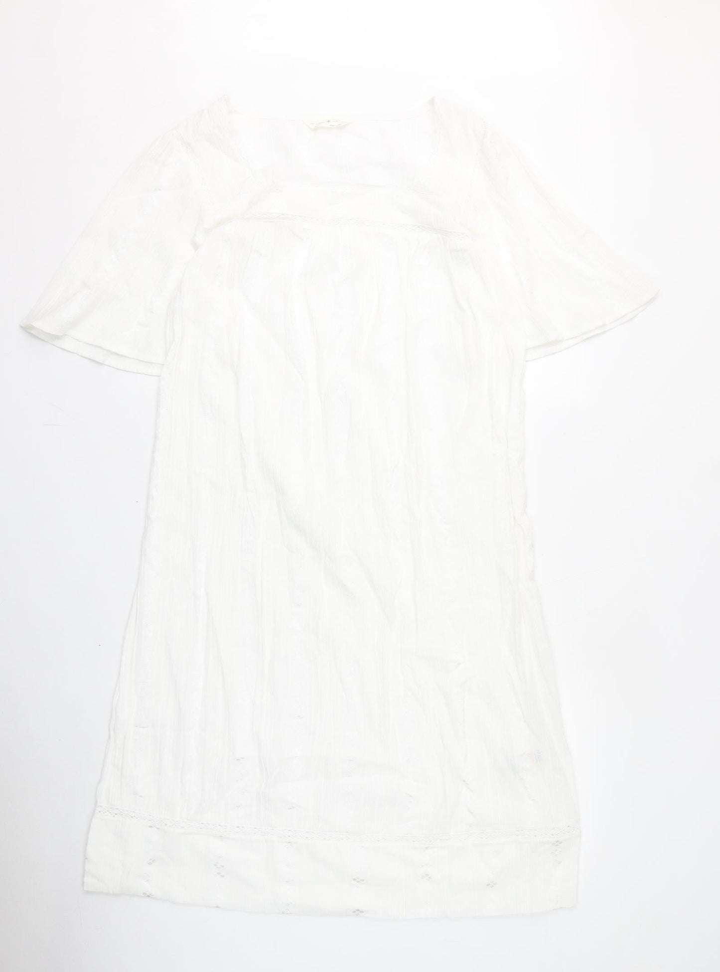 Marks and Spencer Womens White Geometric Cotton Top Dress Size 8