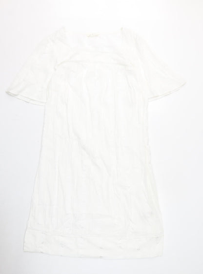 Marks and Spencer Womens White Geometric Cotton Top Dress Size 8