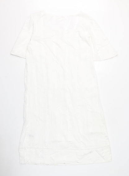 Marks and Spencer Womens White Geometric Cotton Top Dress Size 8