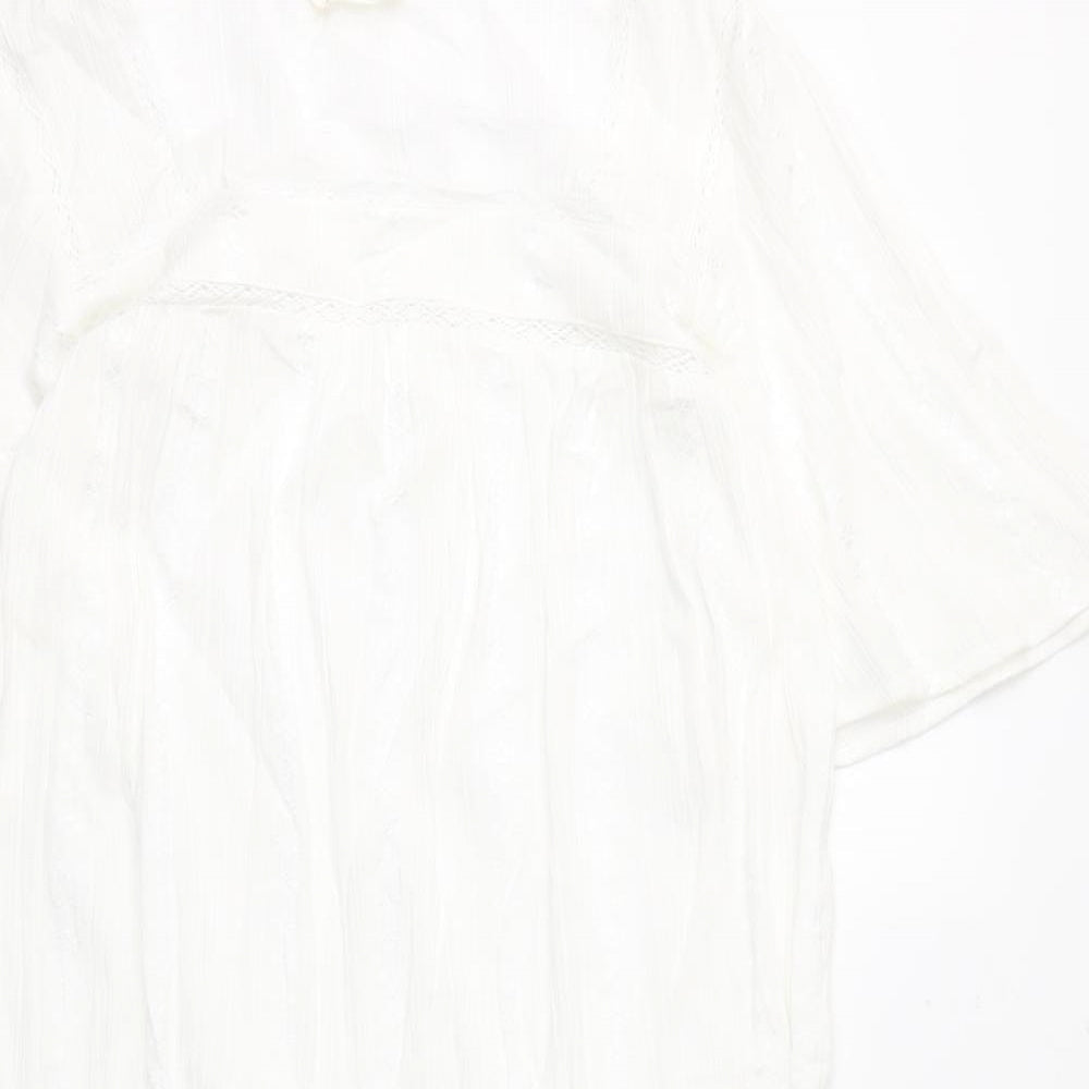 Marks and Spencer Womens White Geometric Cotton Top Dress Size 8