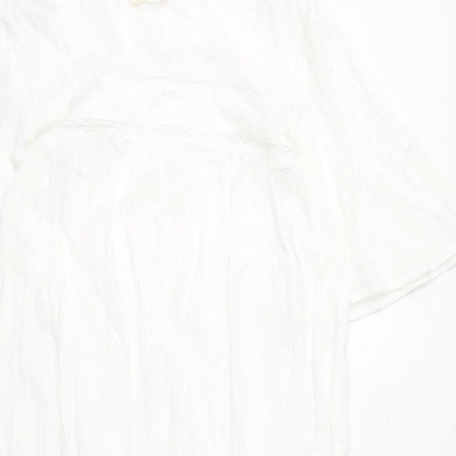 Marks and Spencer Womens White Geometric Cotton Top Dress Size 8