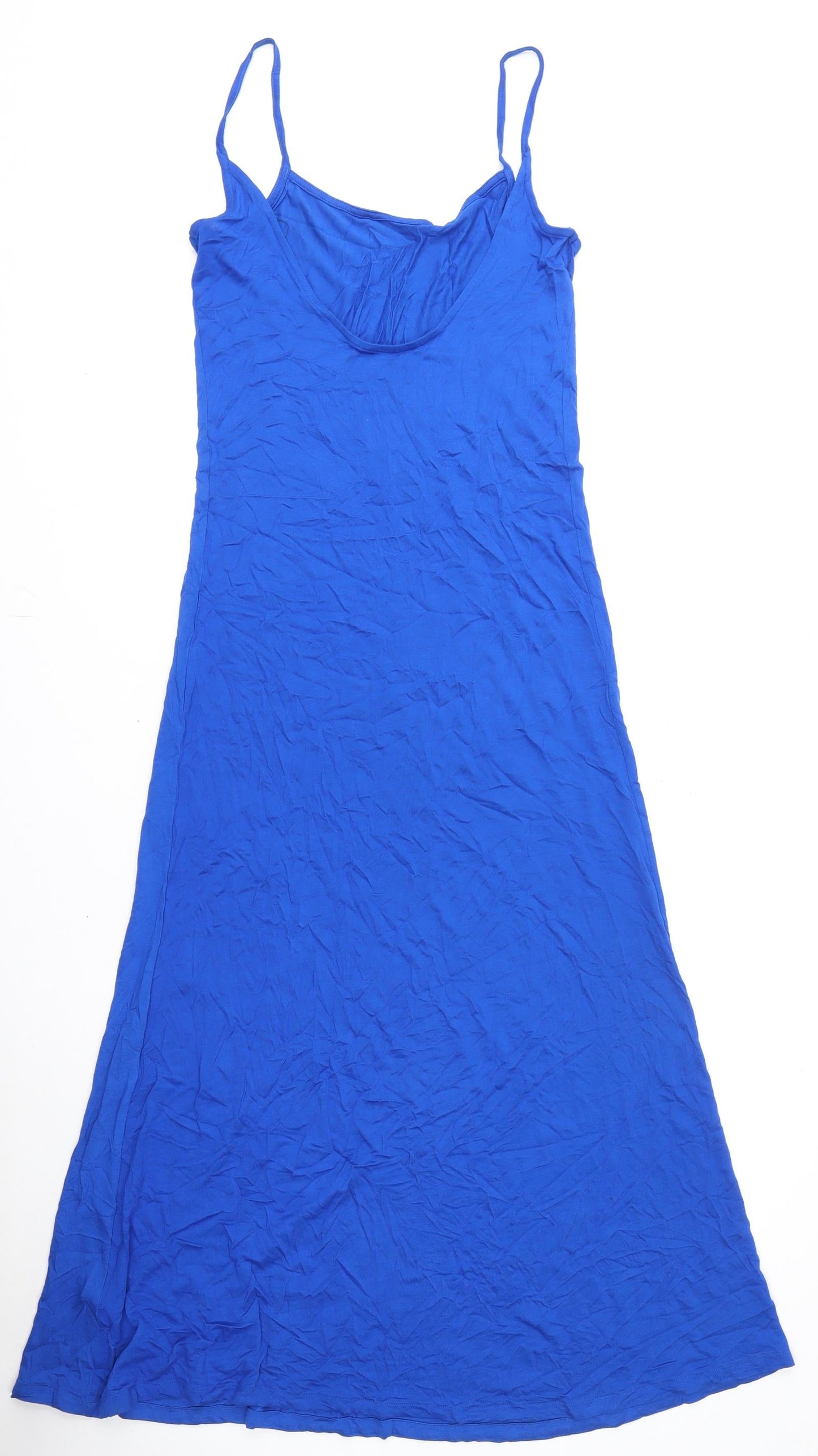 Marks and Spencer Womens Blue Viscose Maxi Size 8 Scoop Neck Pullover