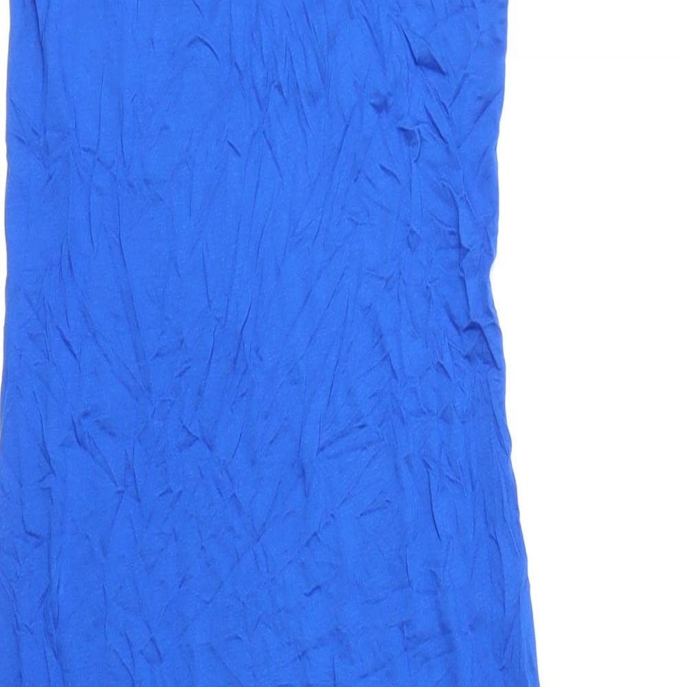 Marks and Spencer Womens Blue Viscose Maxi Size 8 Scoop Neck Pullover