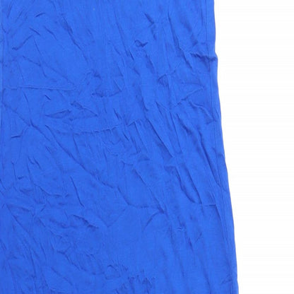 Marks and Spencer Womens Blue Viscose Maxi Size 8 Scoop Neck Pullover