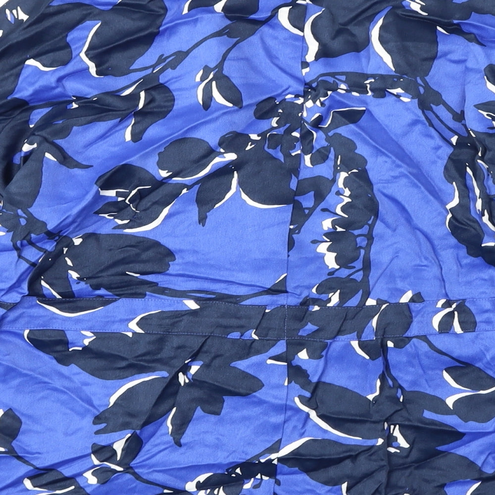 Autograph Womens Blue Geometric Viscose Wrap Blouse Size M V-Neck