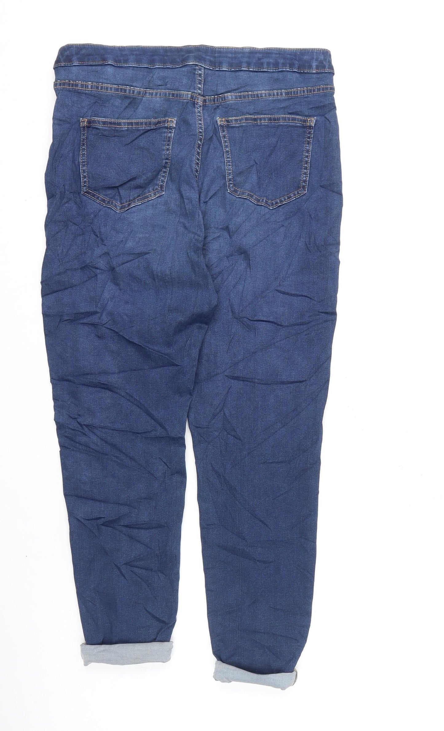 Marks and Spencer Womens Blue Cotton Skinny Jeans Size 14 L23 in Regular Zip