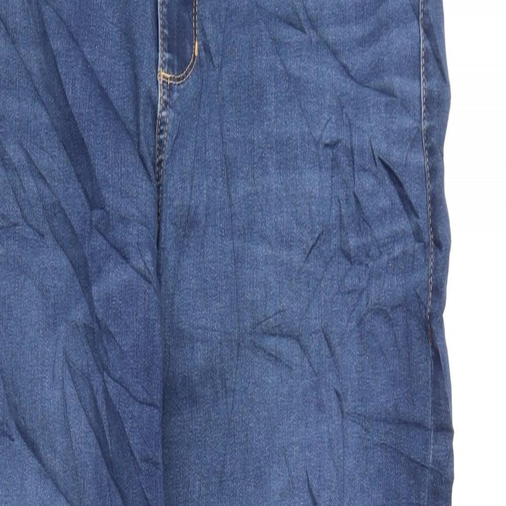 Marks and Spencer Womens Blue Cotton Skinny Jeans Size 14 L23 in Regular Zip