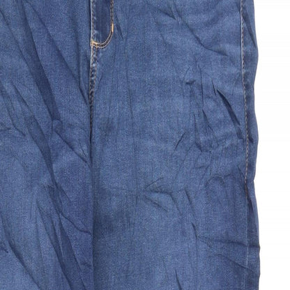 Marks and Spencer Womens Blue Cotton Skinny Jeans Size 14 L23 in Regular Zip