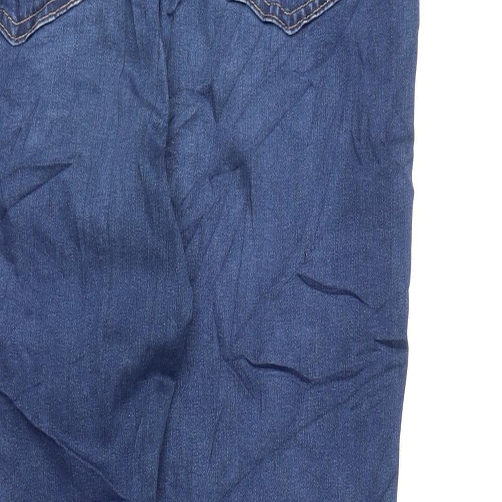 Marks and Spencer Womens Blue Cotton Skinny Jeans Size 14 L23 in Regular Zip