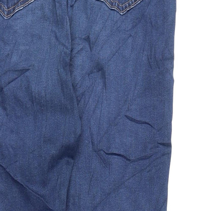 Marks and Spencer Womens Blue Cotton Skinny Jeans Size 14 L23 in Regular Zip