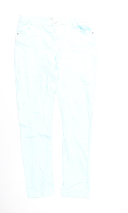 Marks and Spencer Girls Blue Cotton Straight Jeans Size 14-15 Years L28 in Regular Zip