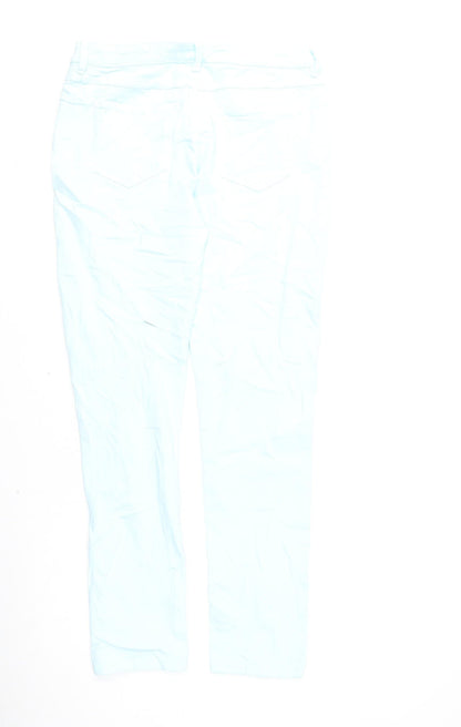 Marks and Spencer Girls Blue Cotton Straight Jeans Size 14-15 Years L28 in Regular Zip