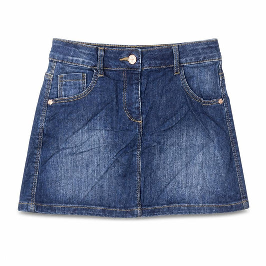 Marks and Spencer Girls Blue Cotton A-Line Skirt Size 8-9 Years Regular Zip