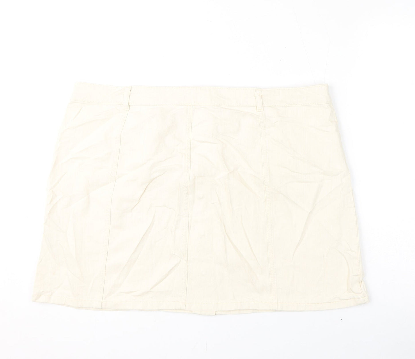 Marks and Spencer Womens Ivory Cotton A-Line Skirt Size 22 Button