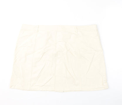 Marks and Spencer Womens Ivory Cotton A-Line Skirt Size 22 Button