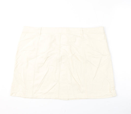 Marks and Spencer Womens Ivory Cotton A-Line Skirt Size 22 Button