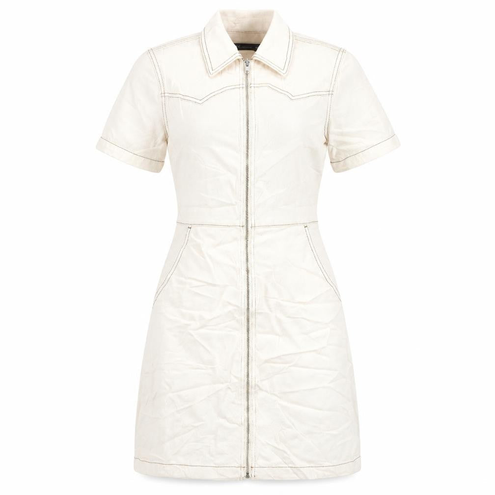 Marks and Spencer Womens Ivory 100% Cotton A-Line Size 10 Collared Zip