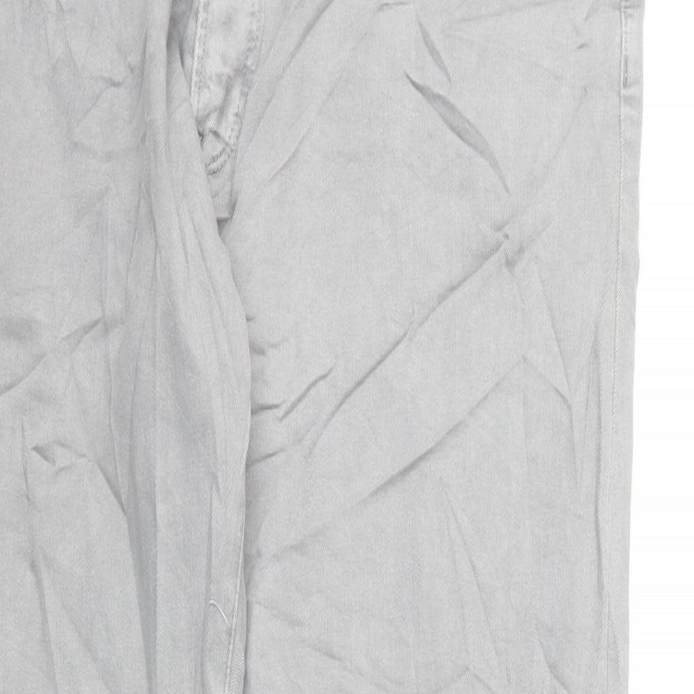 Marks and Spencer Mens Grey Cotton Straight Jeans Size 40 in L33 in Slim Zip