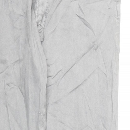 Marks and Spencer Mens Grey Cotton Straight Jeans Size 40 in L33 in Slim Zip