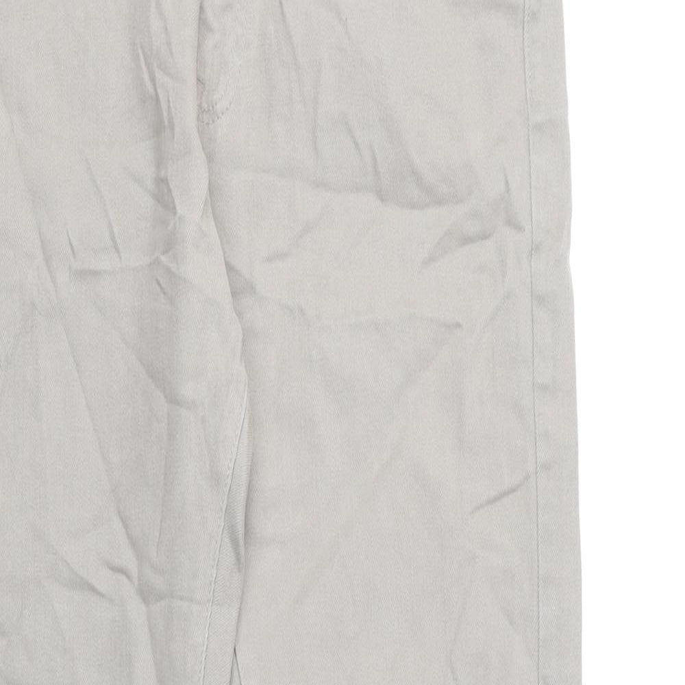 Marks and Spencer Mens Grey Cotton Straight Jeans Size 32 in L31 in Regular Zip