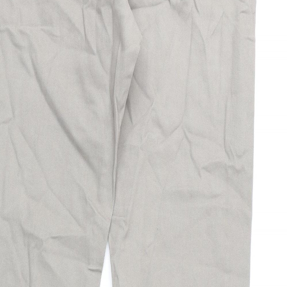 Marks and Spencer Mens Grey Cotton Straight Jeans Size 32 in L31 in Regular Zip