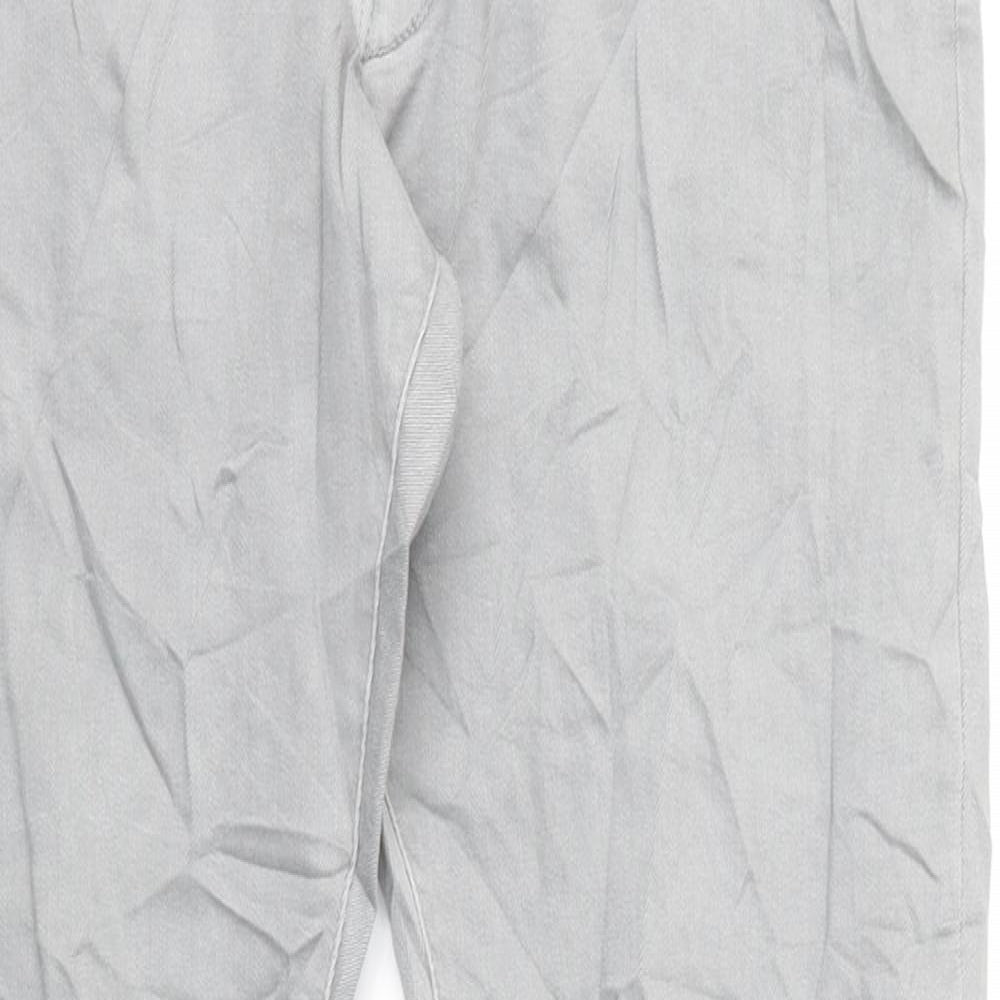 Marks and Spencer Mens Grey Cotton Straight Jeans Size 36 in L33 in Slim Zip