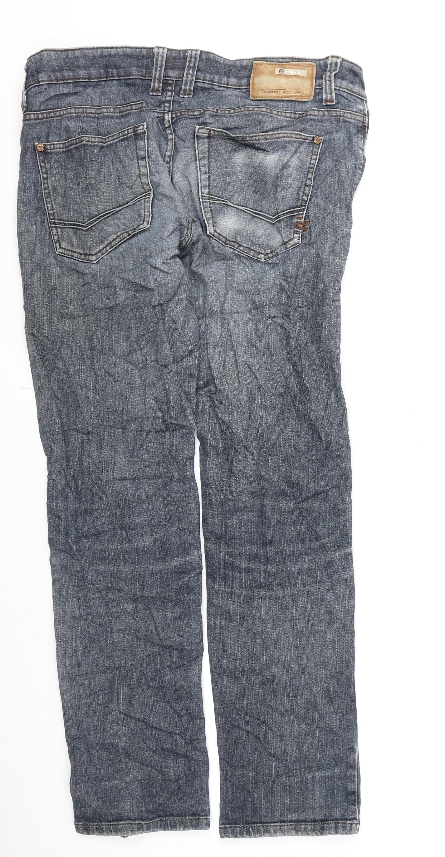 Camel Active Mens Blue Cotton Straight Jeans Size 36 in L29 in Regular Zip