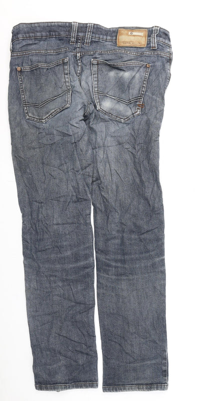 Camel Active Mens Blue Cotton Straight Jeans Size 36 in L29 in Regular Zip