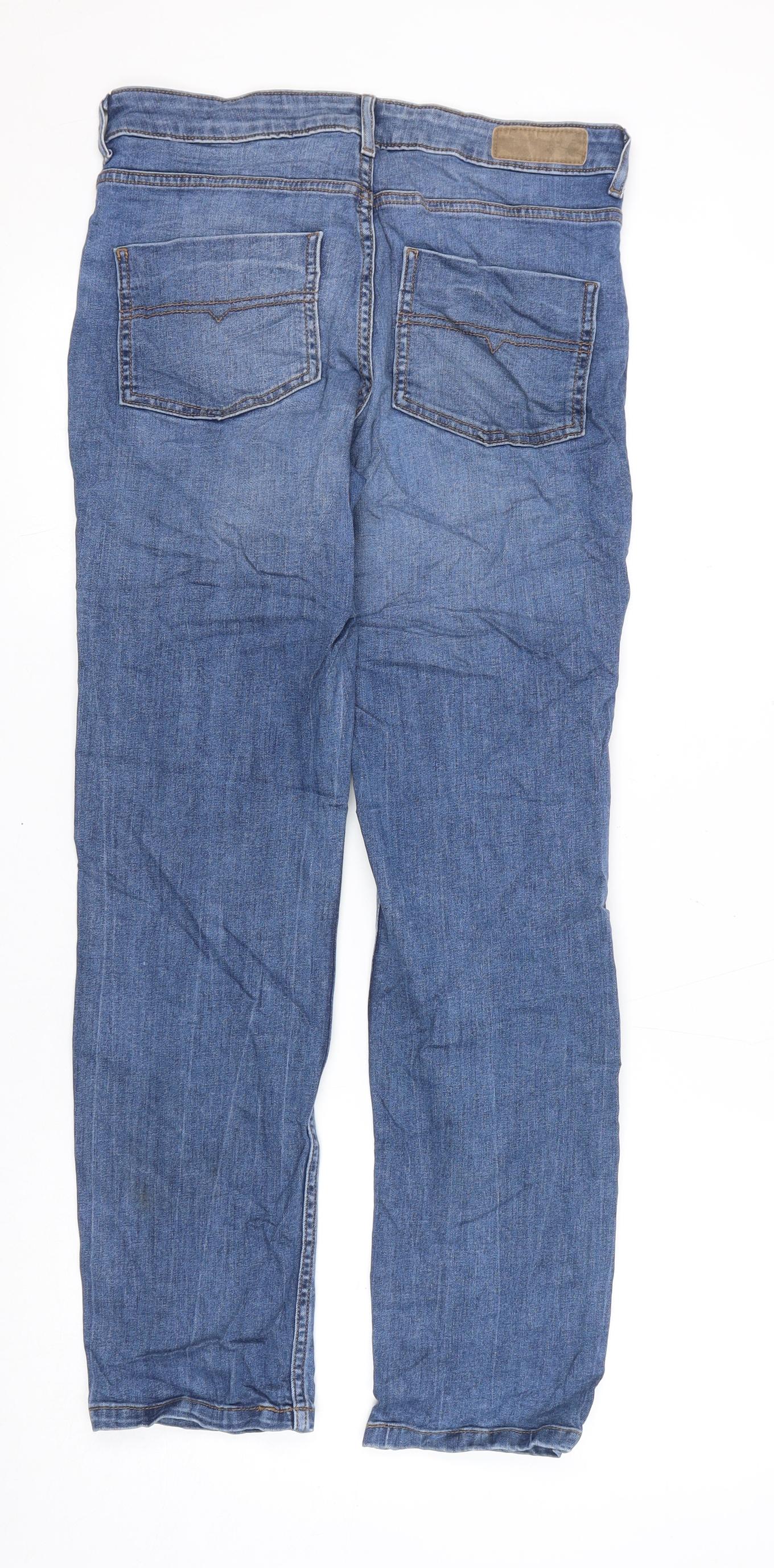 Indigo Womens Blue Cotton Boyfriend Jeans Size 8 L26 in Regular Zip