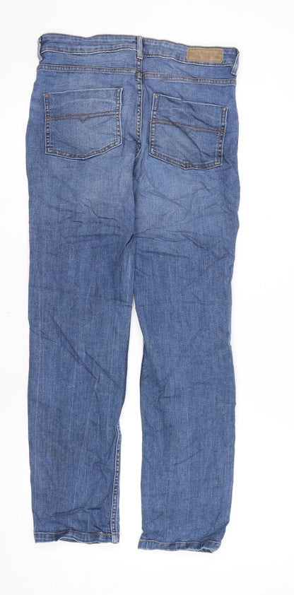 Indigo Womens Blue Cotton Boyfriend Jeans Size 8 L26 in Regular Zip