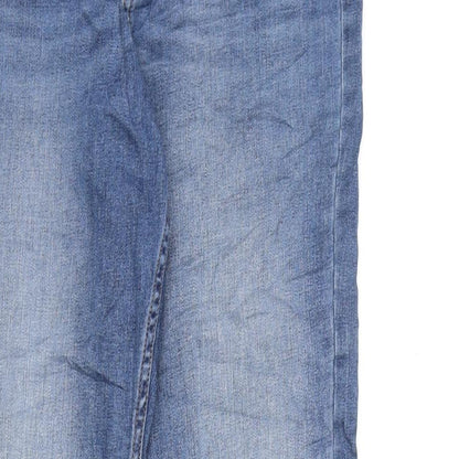 Indigo Womens Blue Cotton Boyfriend Jeans Size 8 L26 in Regular Zip