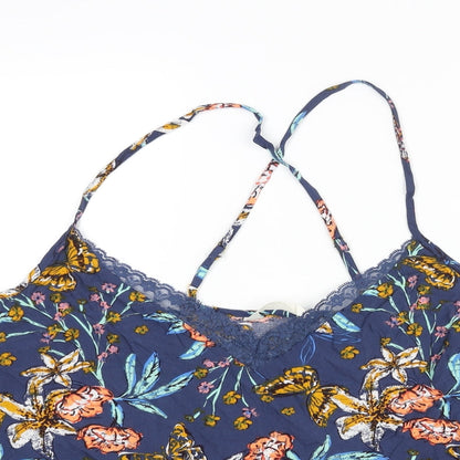 Marks and Spencer Womens Multicoloured Geometric Viscose Top Pyjama Top Size 18 - Butterfly Floral Print