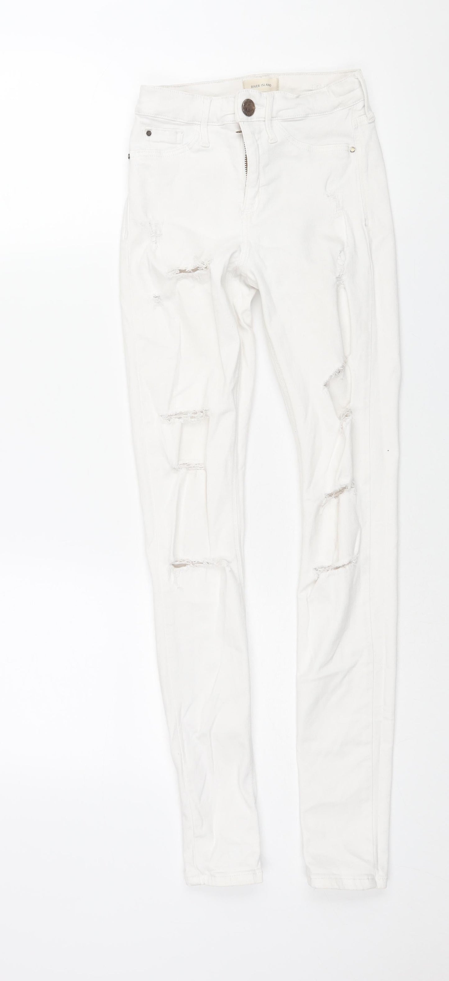 River Island Womens White Cotton Skinny Jeans Size 6 L30 in Regular Zip