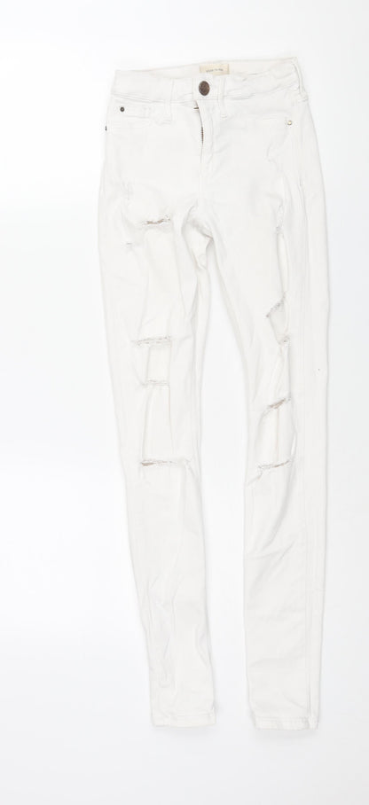 River Island Womens White Cotton Skinny Jeans Size 6 L30 in Regular Zip