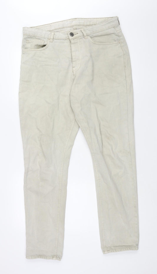 Denim & Co. Mens Beige Cotton Straight Jeans Size 34 in L32 in Regular Zip