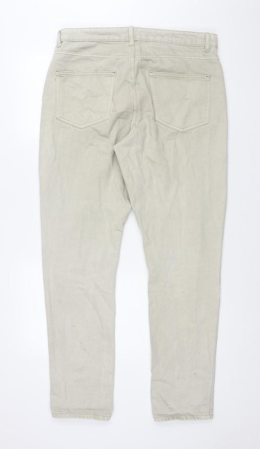 Denim & Co. Mens Beige Cotton Straight Jeans Size 34 in L32 in Regular Zip