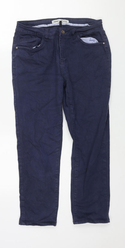 Paper + Stitch Womens Blue Cotton Straight Jeans Size 14 L25 in Regular Zip