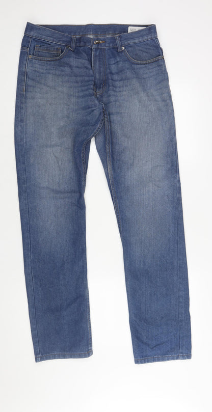 Denim & Co. Mens Blue Cotton Straight Jeans Size 34 in Regular Zip