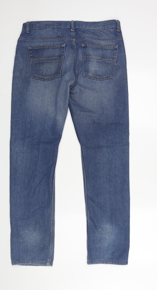 Denim & Co. Mens Blue Cotton Straight Jeans Size 34 in Regular Zip