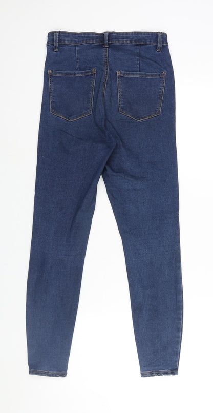 Denim & Co. Womens Blue Cotton Skinny Jeans Size 10 L26 in Regular Zip