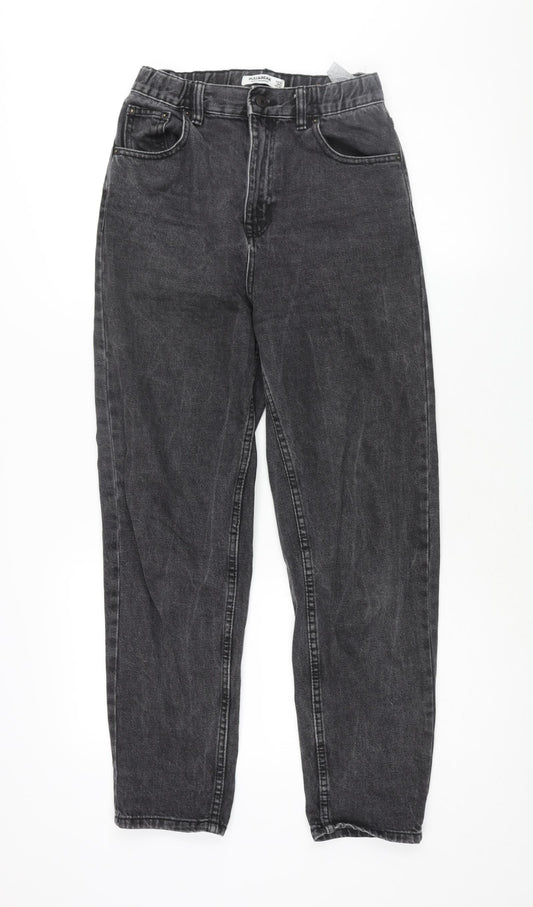 Pull&Bear Womens Grey Cotton Tapered Jeans Size 6 L28 in Regular Zip