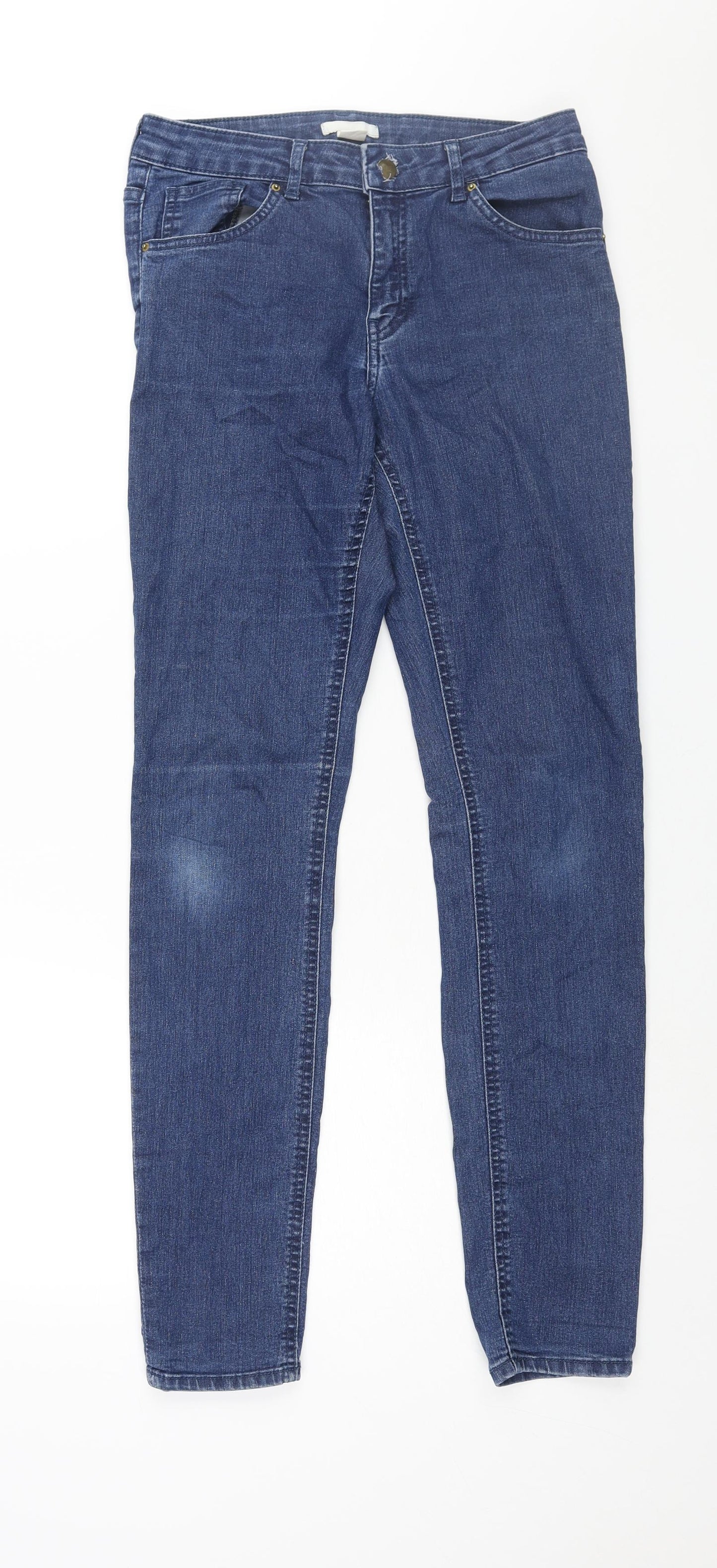 h7m Womens Blue Cotton Skinny Jeans Size 10 L32 in Regular Zip