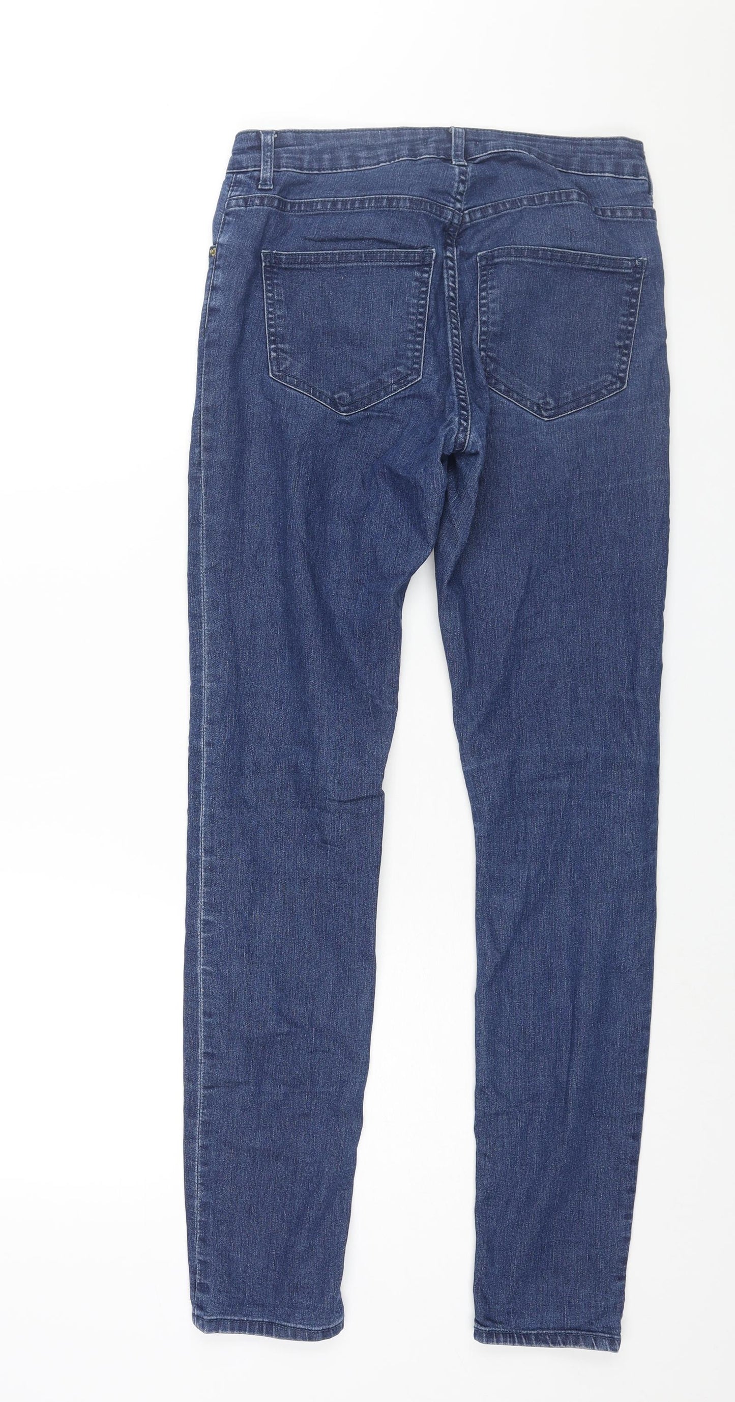 h7m Womens Blue Cotton Skinny Jeans Size 10 L32 in Regular Zip