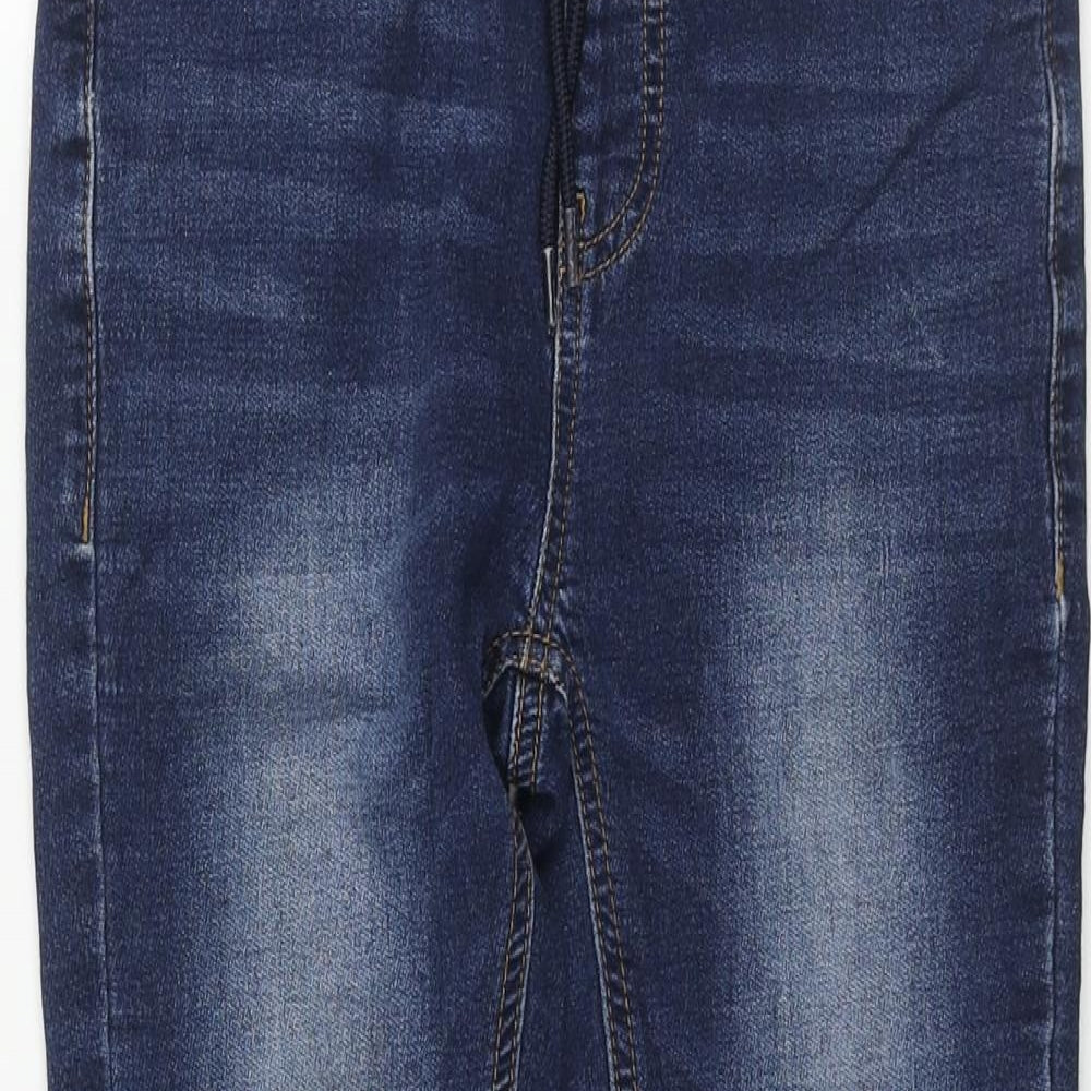 NEXT Boys Blue Cotton Tapered Jeans Size 9 Months L21 in Regular Drawstring - Distressed