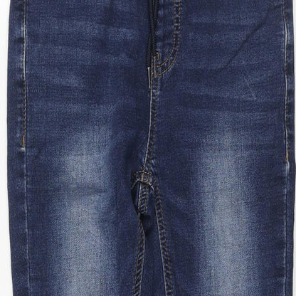 NEXT Boys Blue Cotton Tapered Jeans Size 9 Months L21 in Regular Drawstring - Distressed