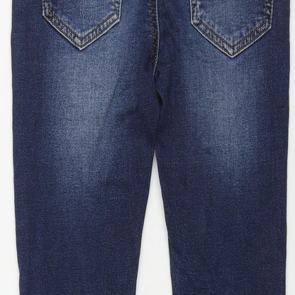 NEXT Boys Blue Cotton Tapered Jeans Size 9 Months L21 in Regular Drawstring - Distressed
