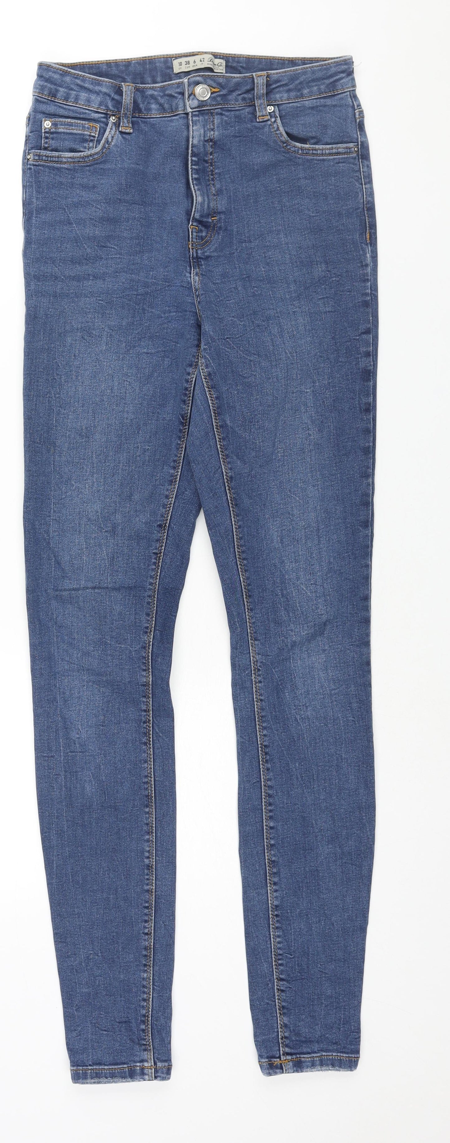 Denim & Co. Womens Blue Cotton Skinny Jeans Size 10 L31 in Regular Zip